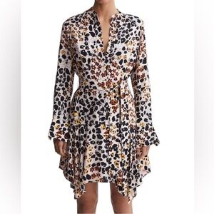 Reiss Asymmetrical Leopard Sylvia Print Dress - Black, Brown, Cream